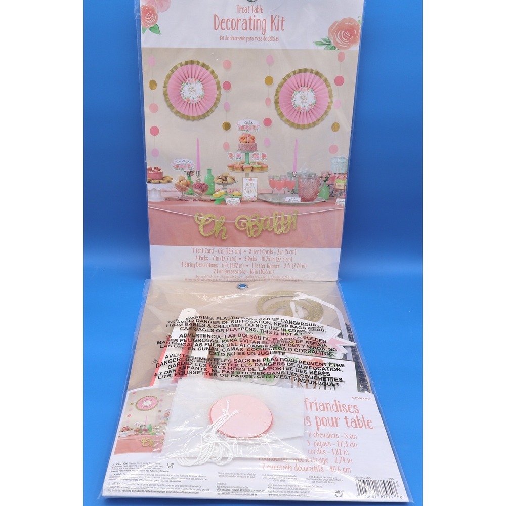 Oh Baby Treat Table Decorating Kit Gold Pink Baby Shower Party Supplies